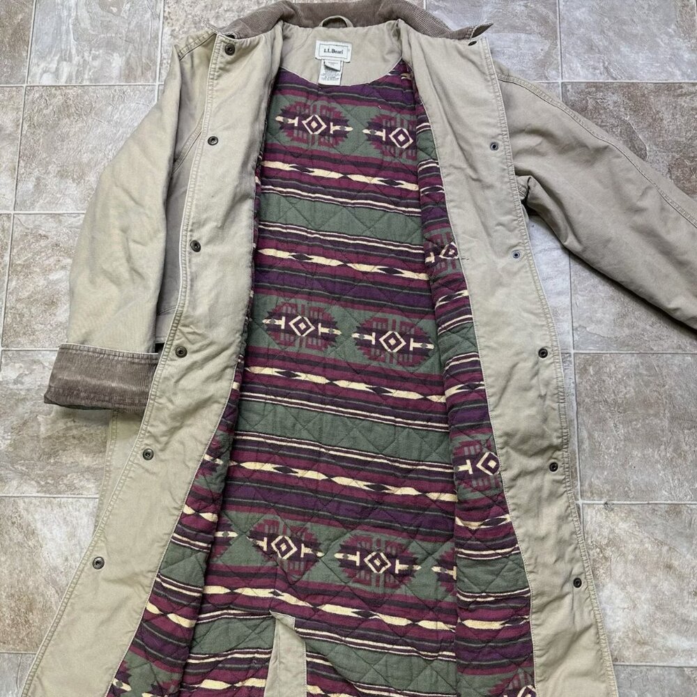 Vintage LL Bean Long Long Chore/Barn Coat- Southwest Lined- Womens M Petite